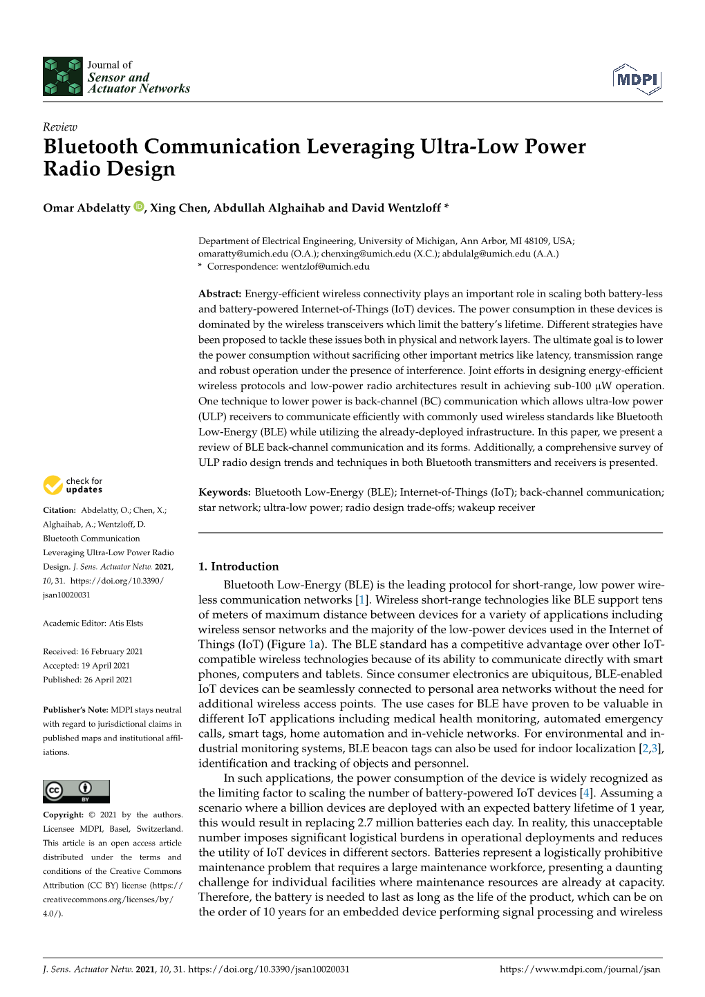 Bluetooth Communication Leveraging Ultra-Low Power Radio Design