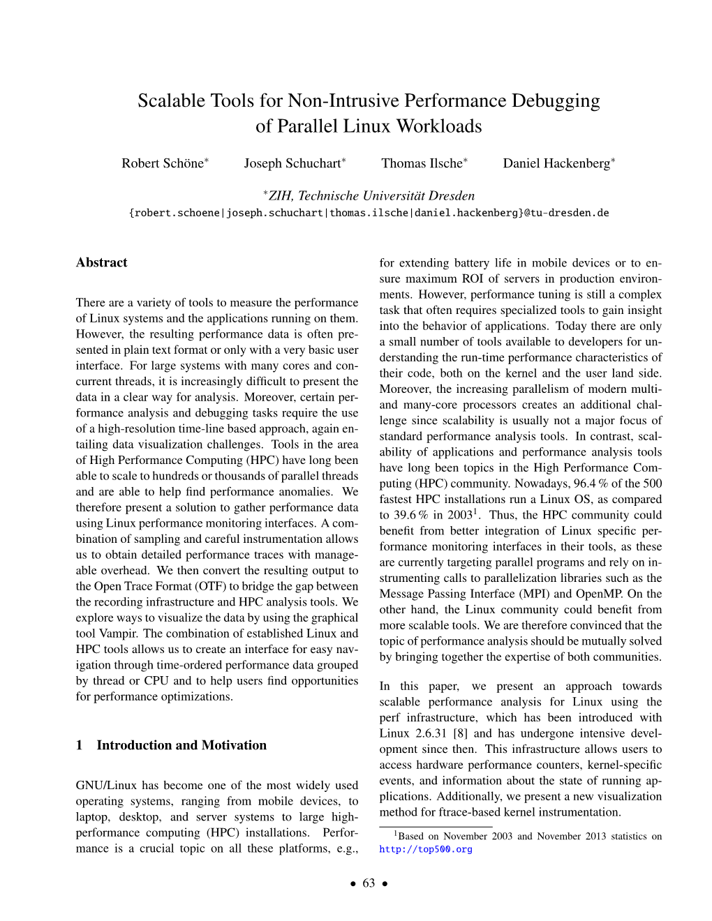 Scalable Tools for Non-Intrusive Performance Debugging of Parallel Linux Workloads