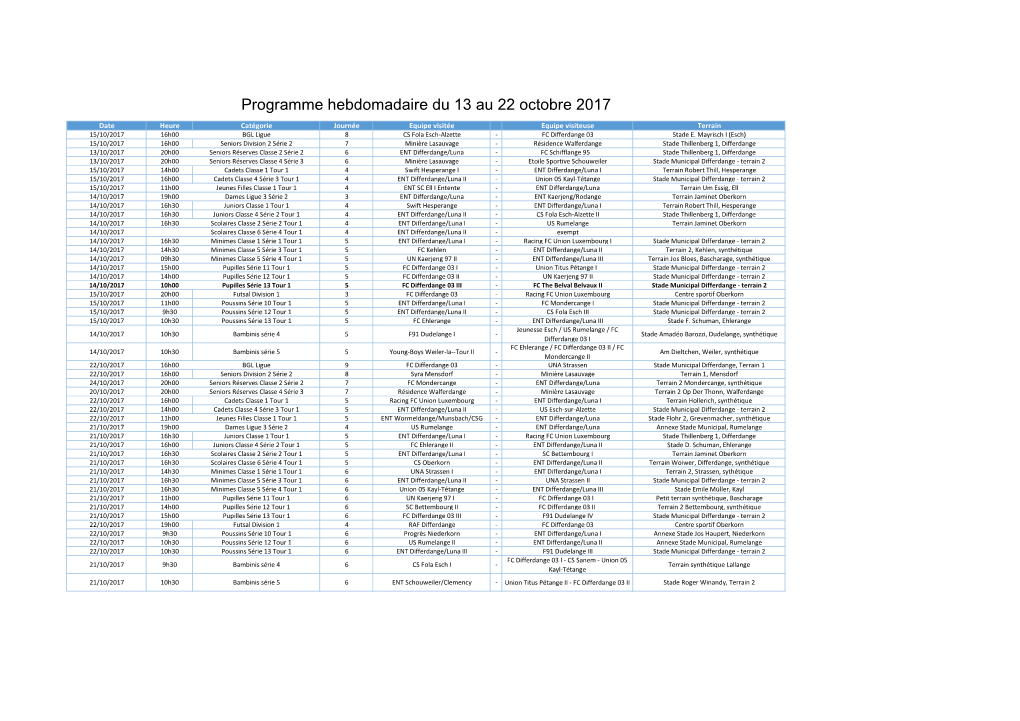 FCD03 Programme Du 13 Au 22 Octobre 2017