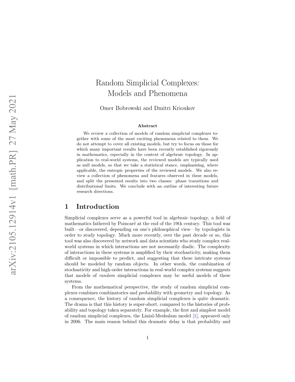 Random Simplicial Complexes: Models and Phenomena