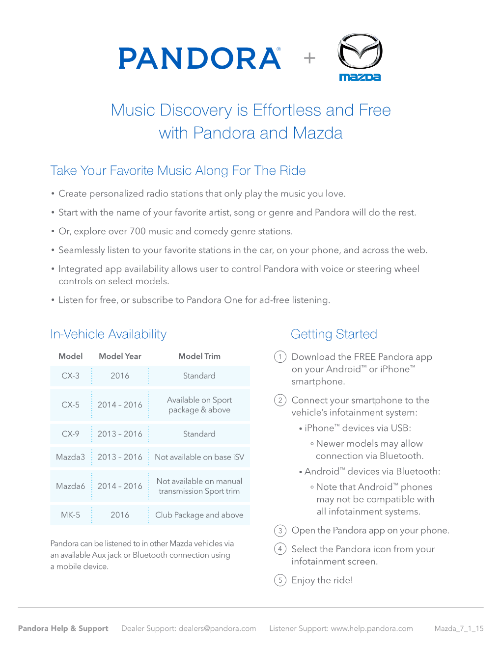 Music Discovery Is Effortless and Free with Pandora and Mazda