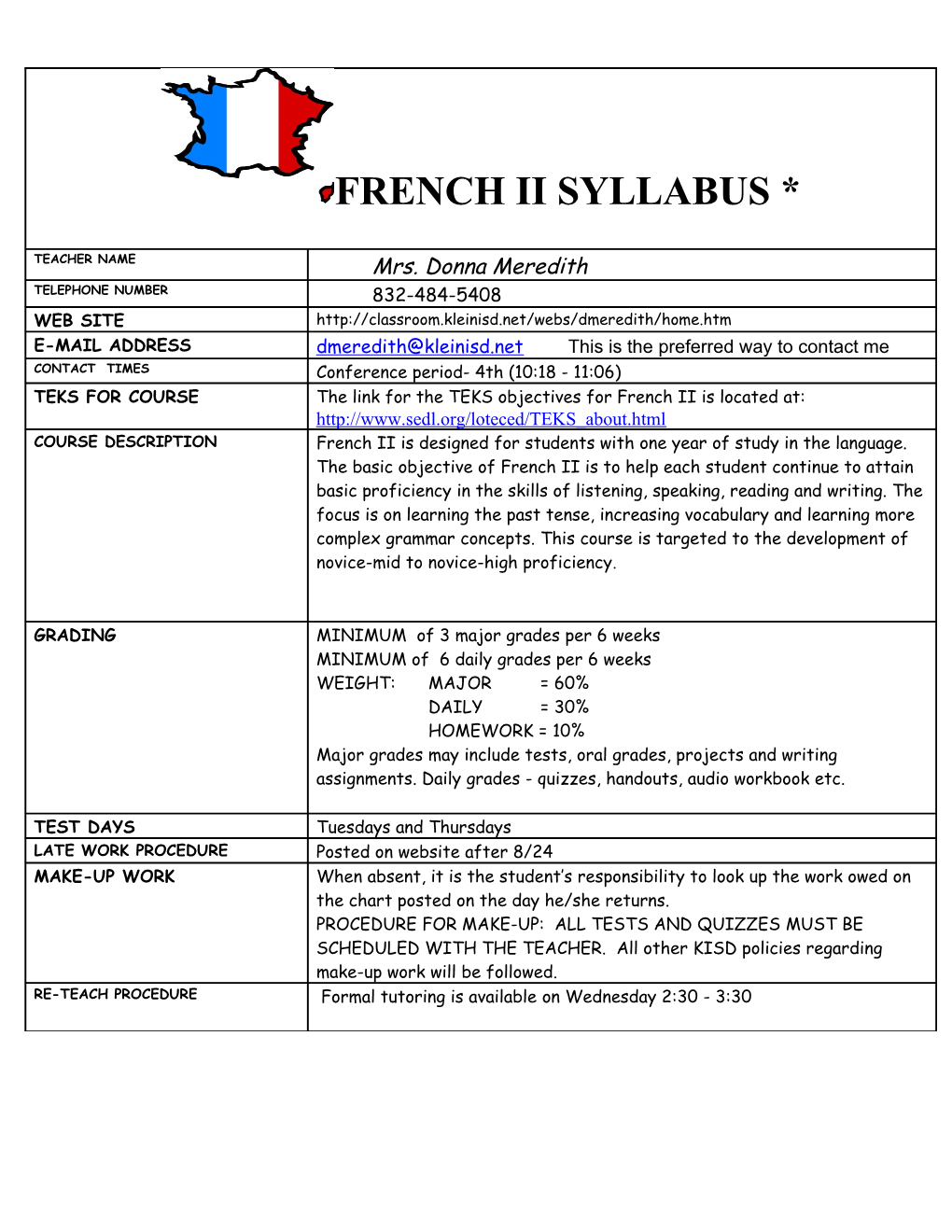 French Ii-R Syllabus