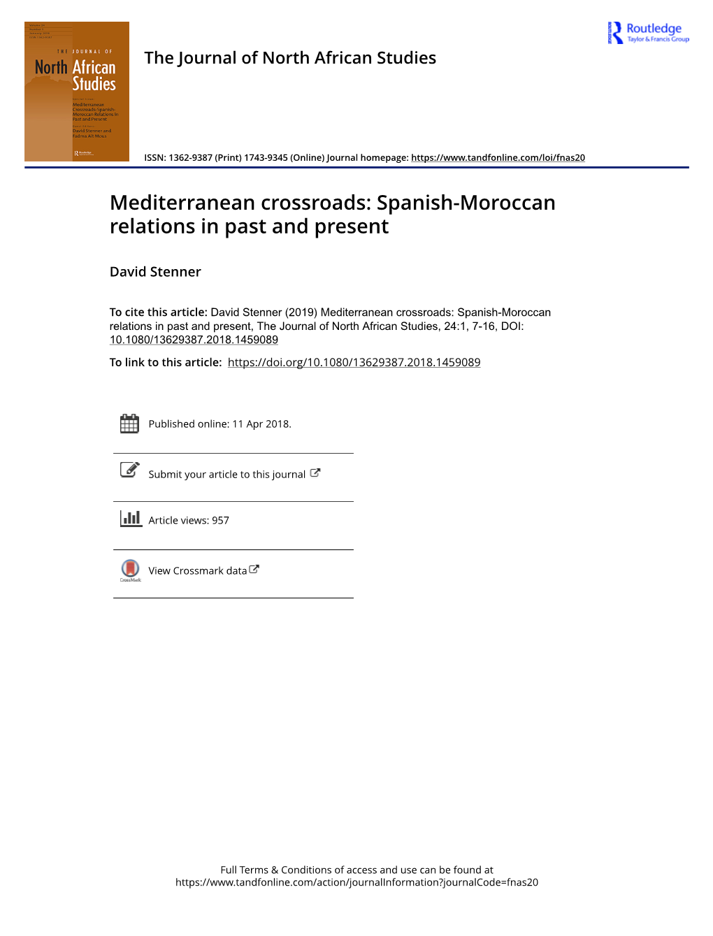 Mediterranean Crossroads: Spanish-Moroccan Relations in Past and Present