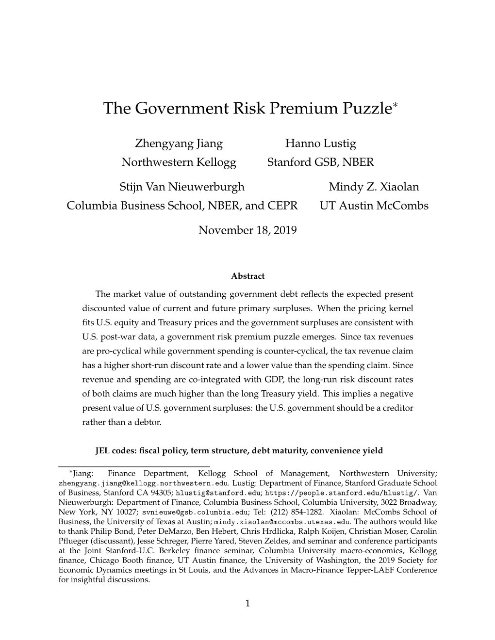 The Government Risk Premium Puzzle∗