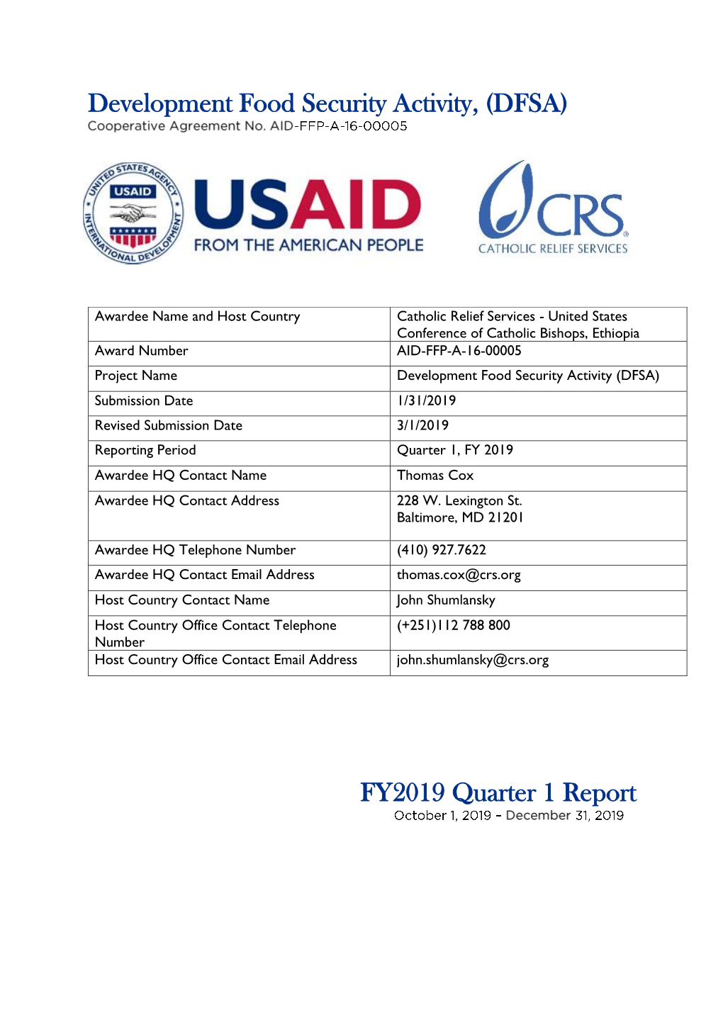 Development Food Security Activity, (DFSA)