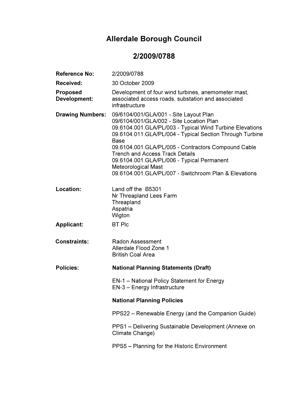 Allerdale Borough Council 2/2009/0788