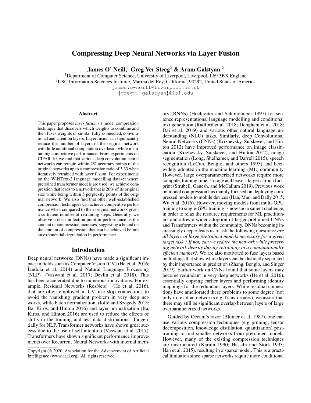 Compressing Deep Neural Networks Via Layer Fusion