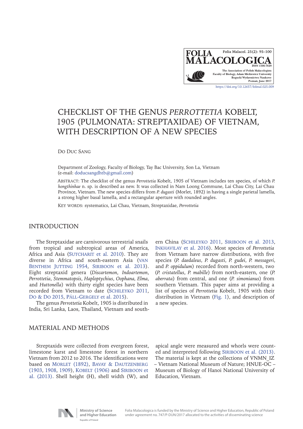 Pulmonata: Streptaxidae) of Vietnam, with Description of a New Species