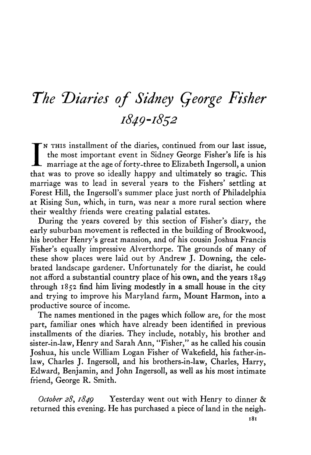 The T>Iaries of Sidney Qeorge Fisher