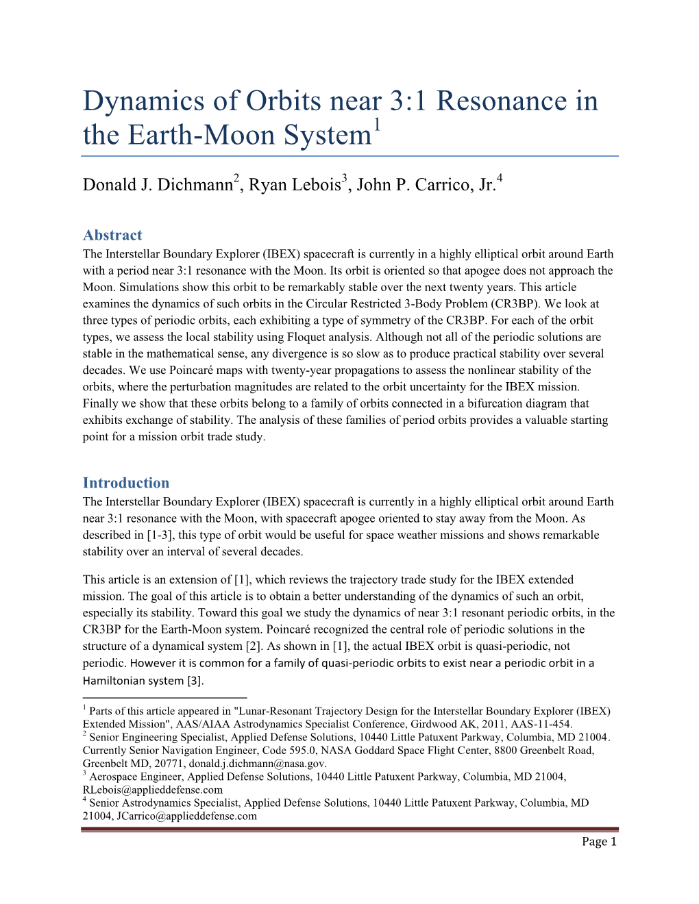 Dynamics of Orbits Near 3:1 Resonance in the Earth-Moon System1