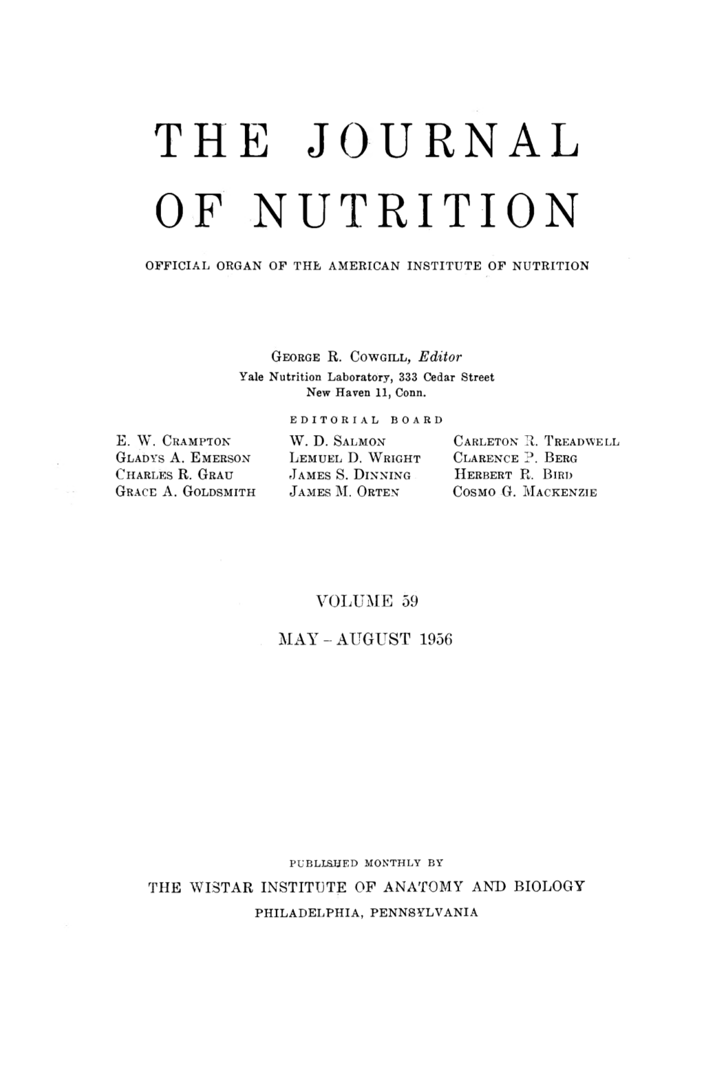 The Journal of Nutrition 1956 Volume 59 No.1