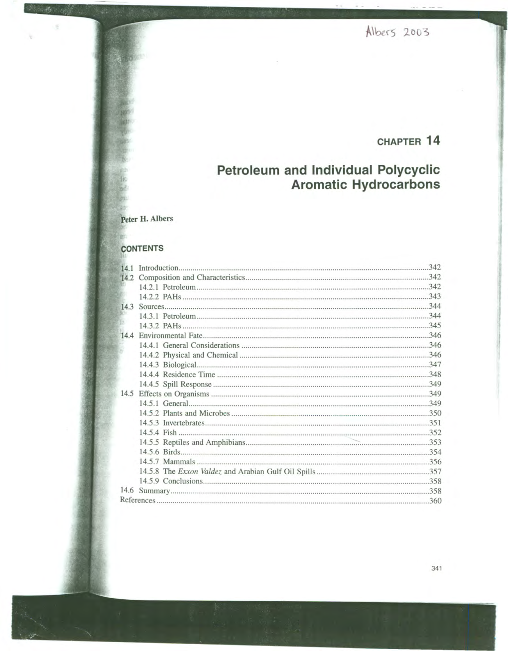 Petroleum and Individual Polycyclic Aromatic Hydrocarbons