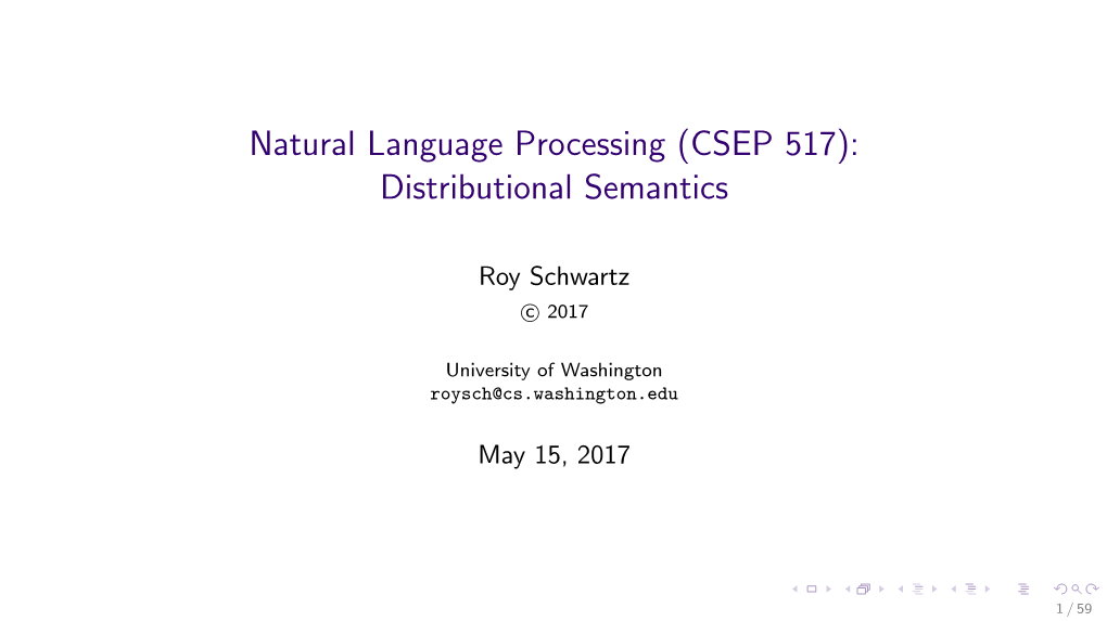 Natural Language Processing (CSEP 517): Distributional Semantics