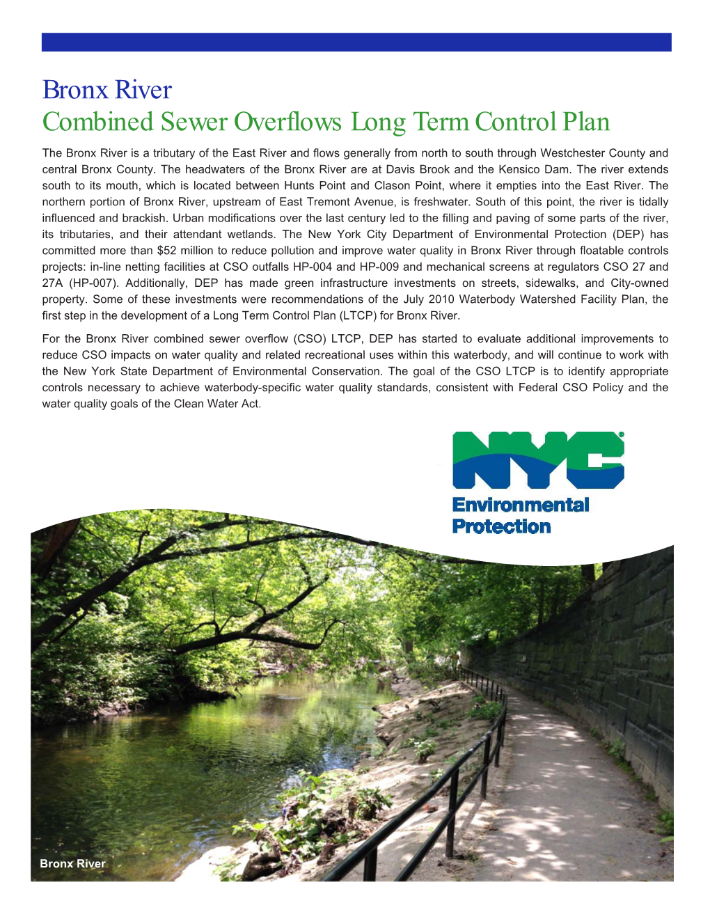 Bronx River Combined Sewer Overflows Long Term Control Plan