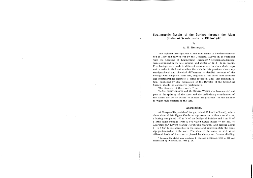 Stratigraphic Results of the Borings Through the Alum Shales of Scania Made in 1941–1942