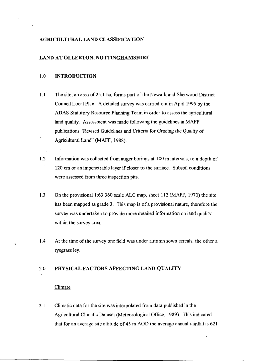 Agricultural Land Classification Land At