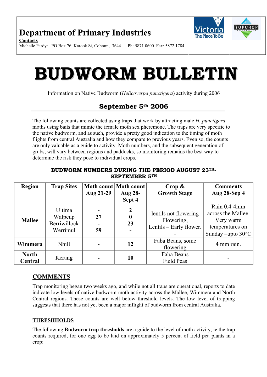 Budworm Bulletin