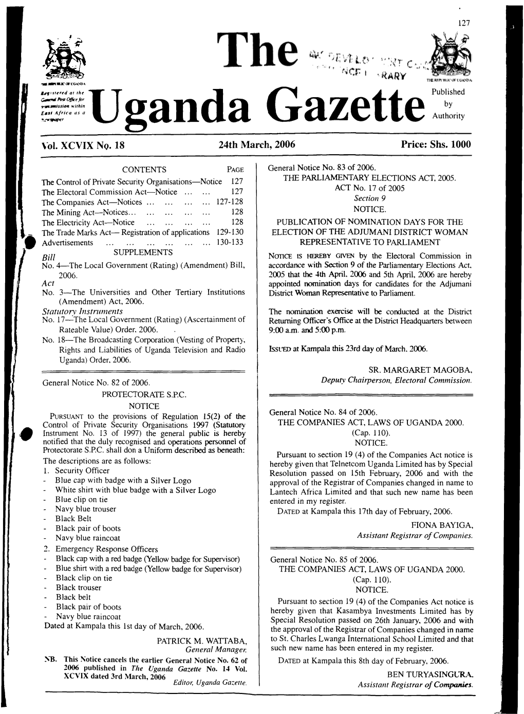 Uganda Gazette X