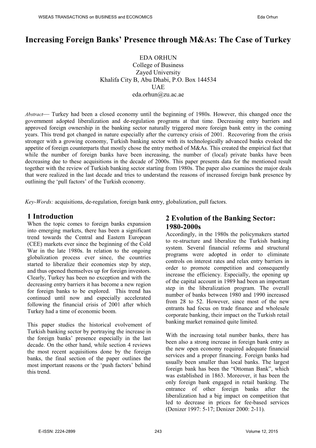 Increasing Foreign Banks' Presence Through M&As: the Case of Turkey