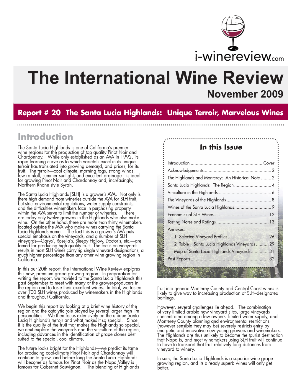 The International Wine Review November 2009