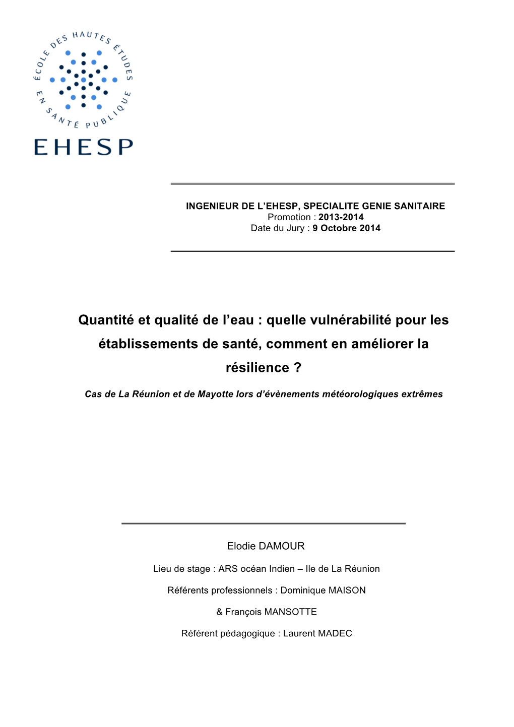 Quantité Et Qualité De L'eau