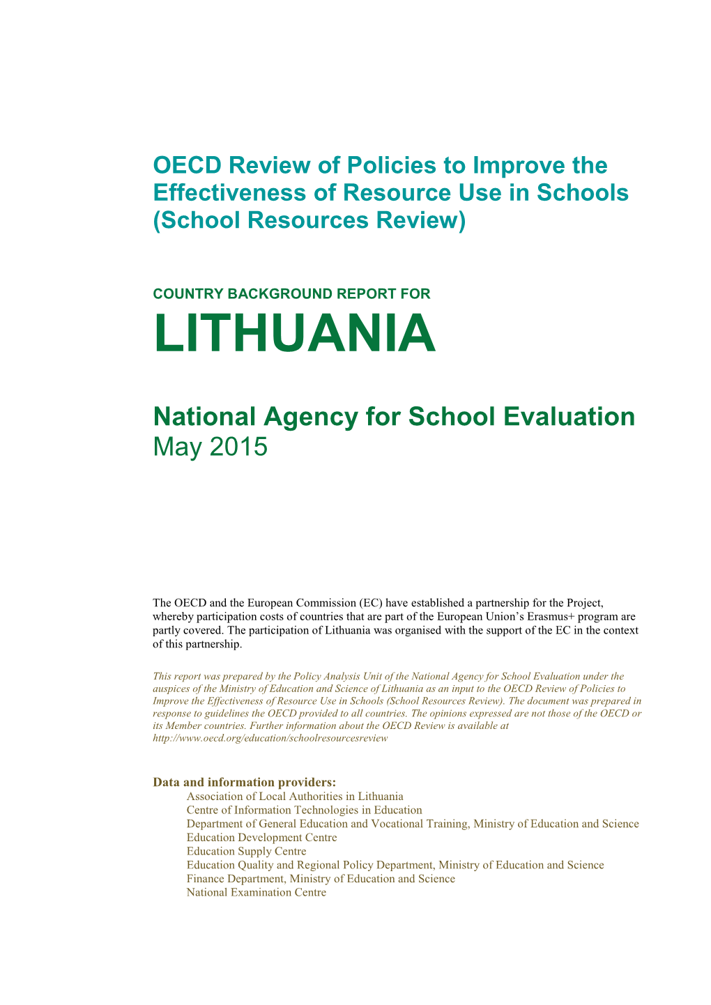 OECD Review of Policies to Improve the Effectiveness of Resource Use in Schools (School Resources Review)