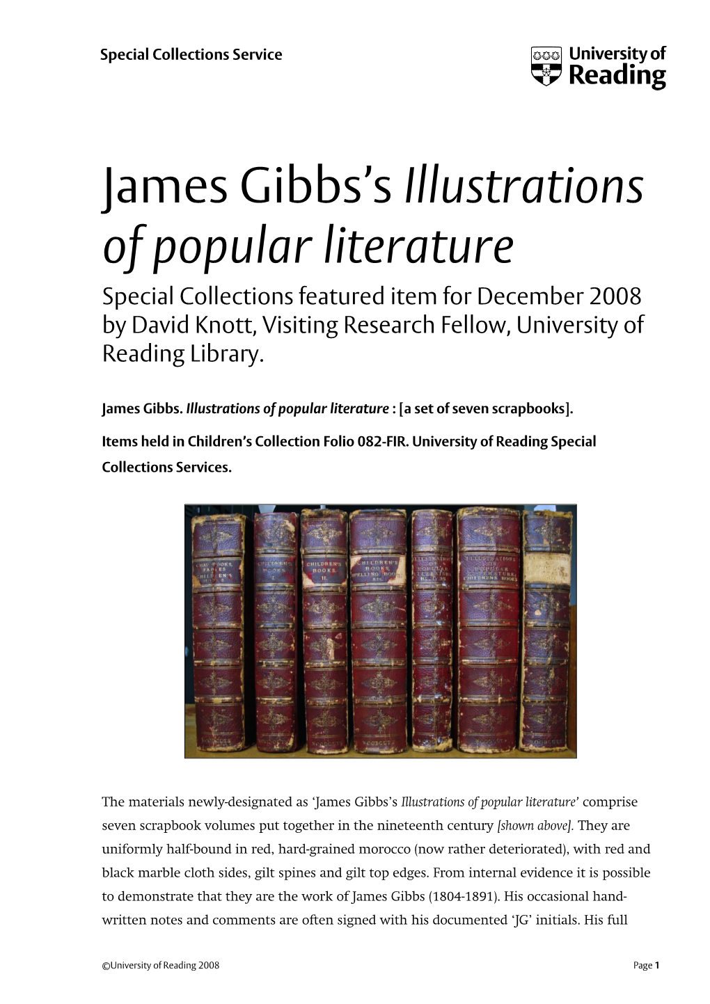 James Gibbs's Illustrations of Popular Literature