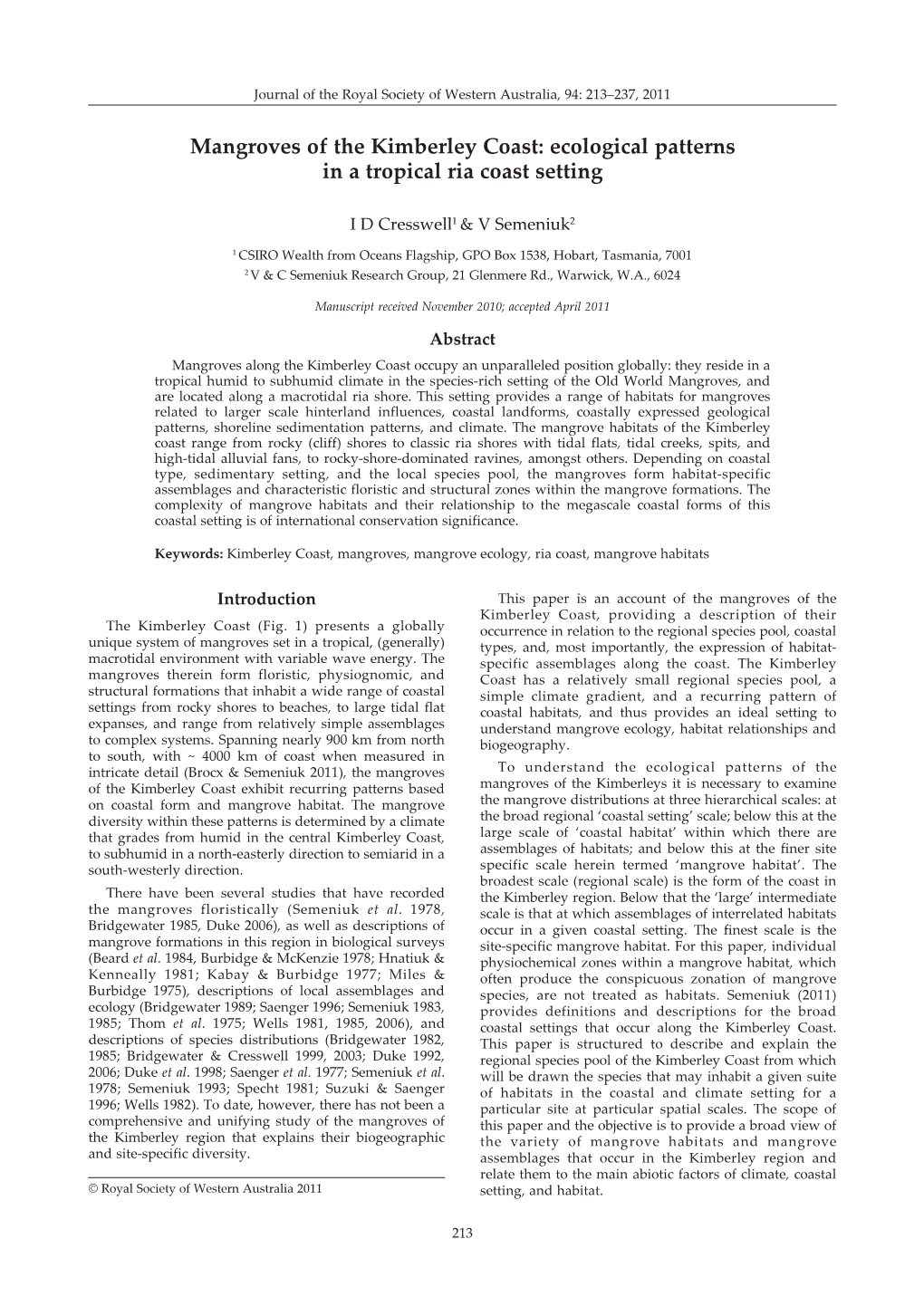 Mangroves of the Kimberley Coast: Ecological Patterns in a Tropical Ria Coast Setting