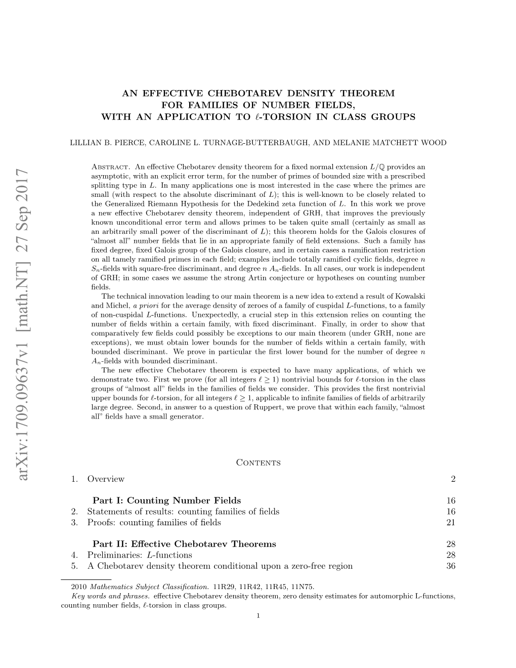 Arxiv:1709.09637V1 [Math.NT] 27 Sep 2017 1