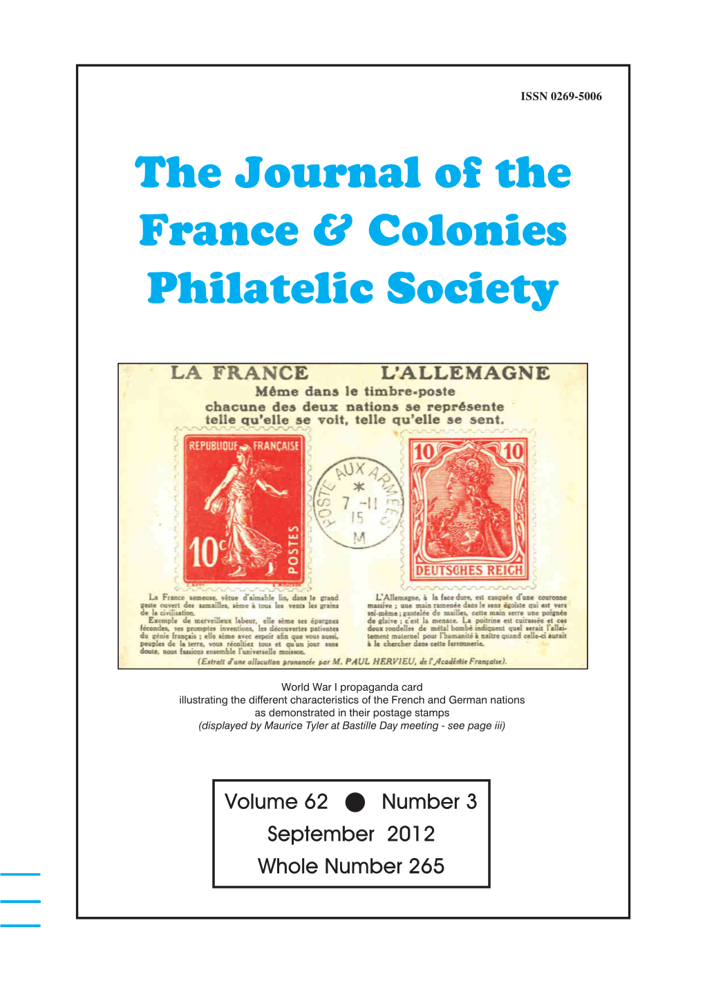 The Journal of the France & Colonies Philatelic Society