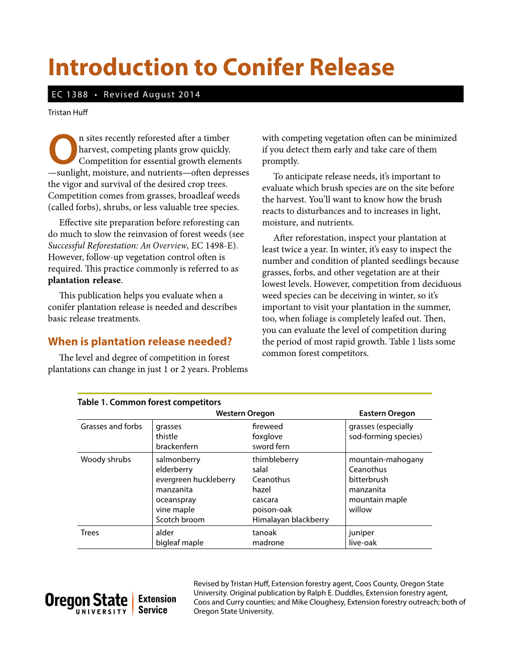 Introduction to Conifer Release EC 1388 • Revised August 2014