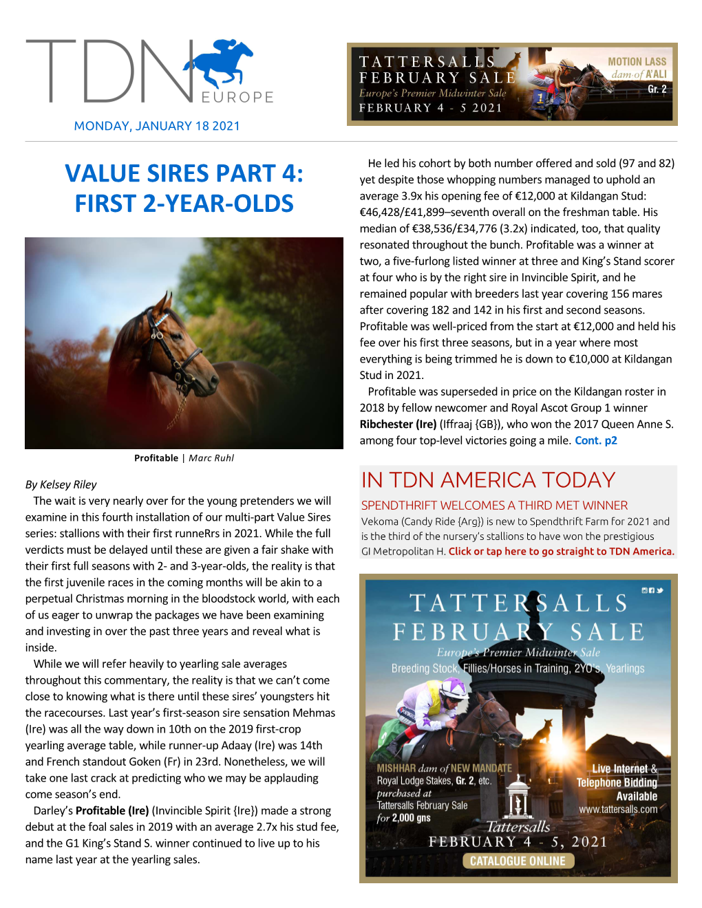 Value Sires Part 4: First 2-Year-Olds