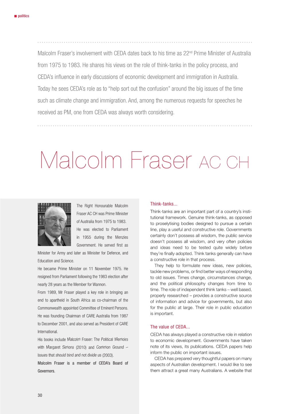 Malcolm Fraser AC CH