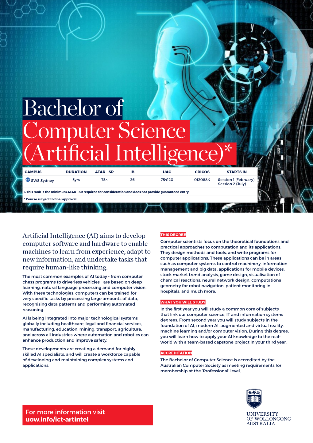 Bachelor of Computer Science (Artificial Intelligence)*