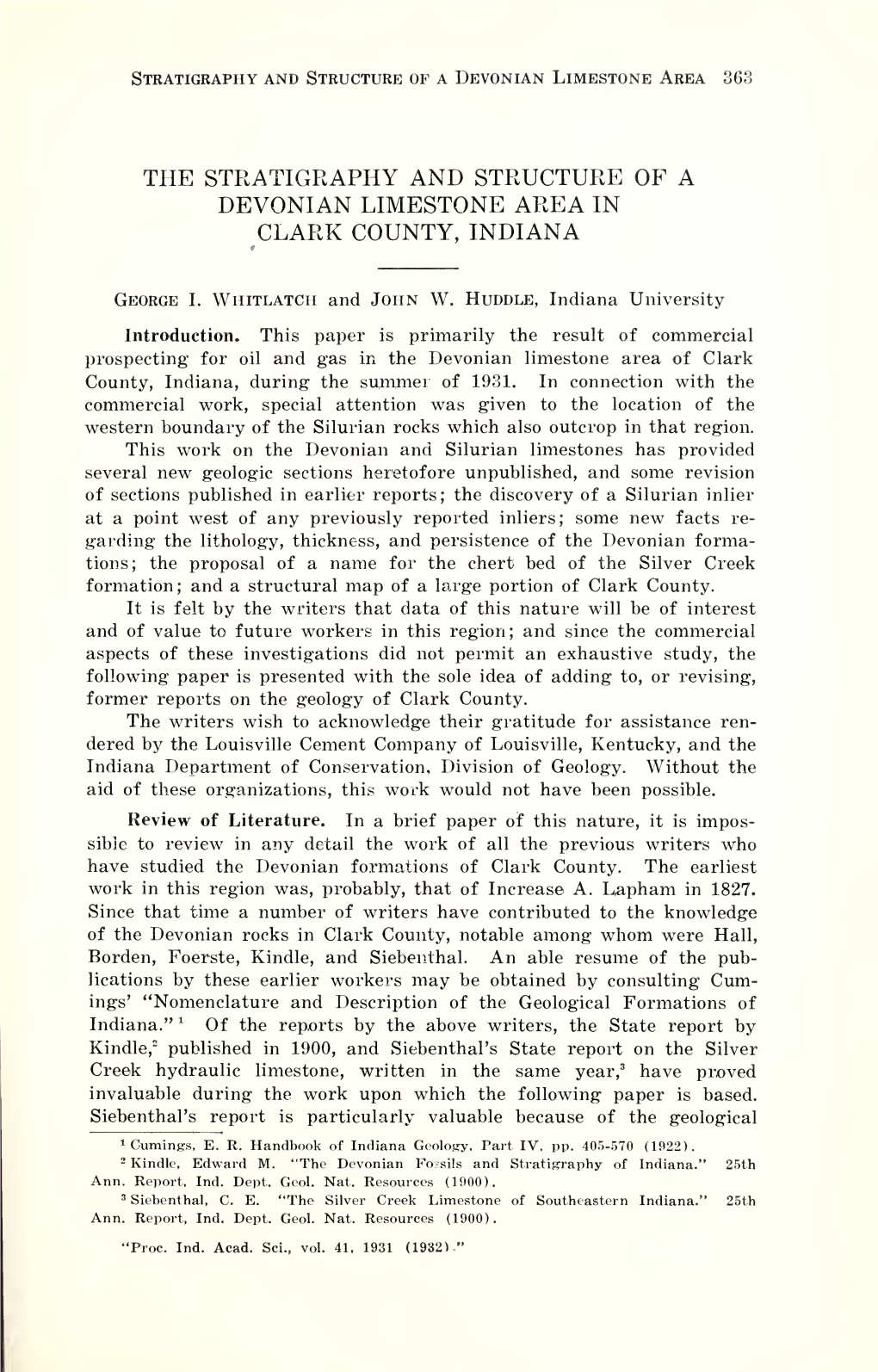 Proceedings of the Indiana Academy of Science