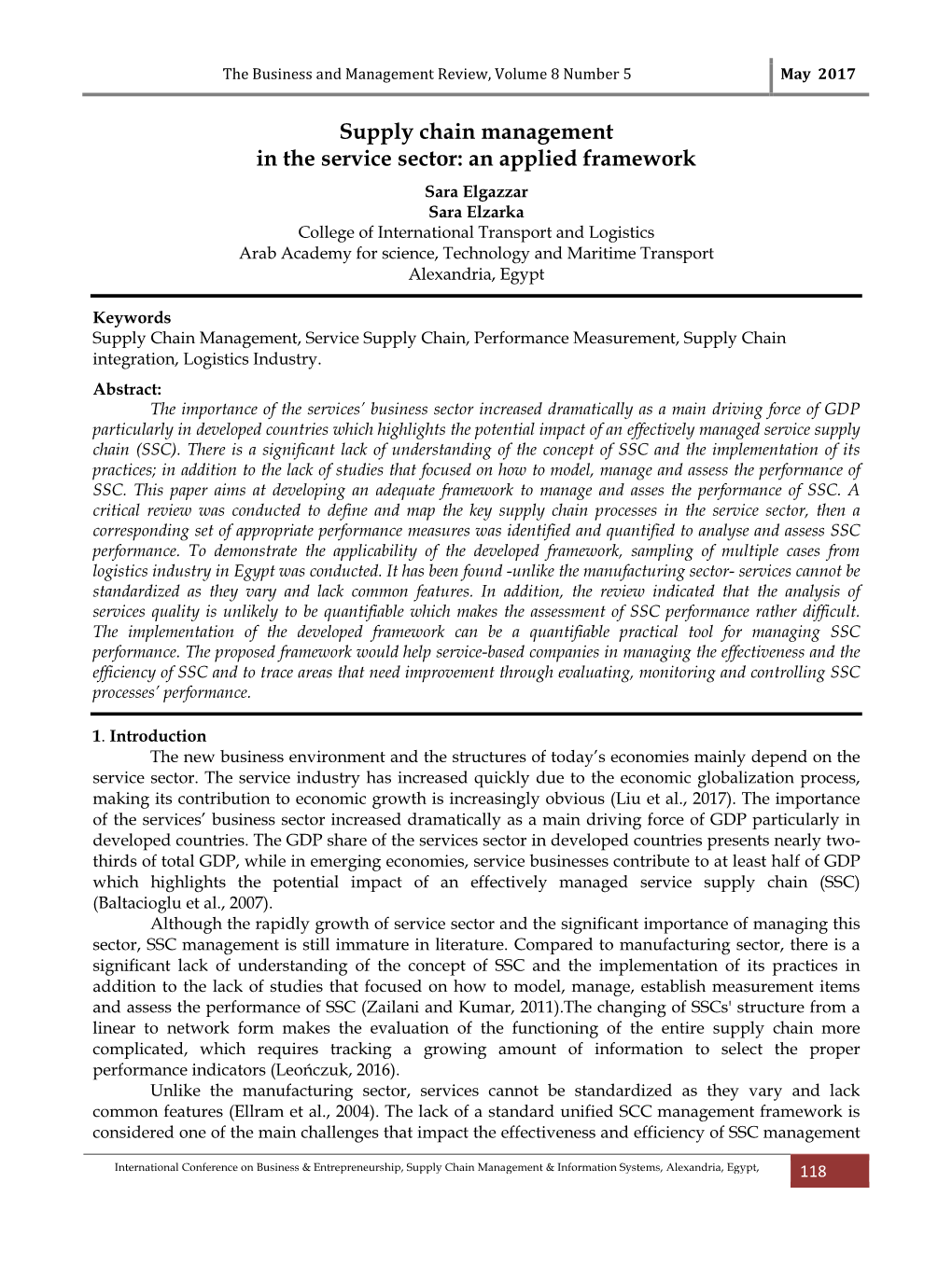 Supply Chain Management in the Service Sector: an Applied Framework