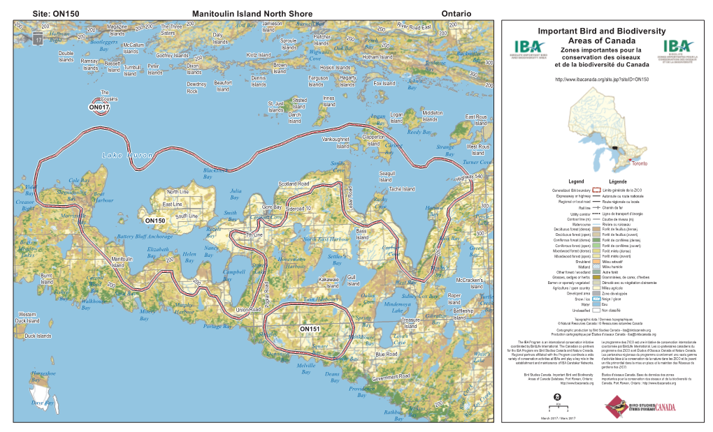 Manitoulin Island North Shore ON150 Site: Ontario Important Bird and Biodiversity Areas of Canada