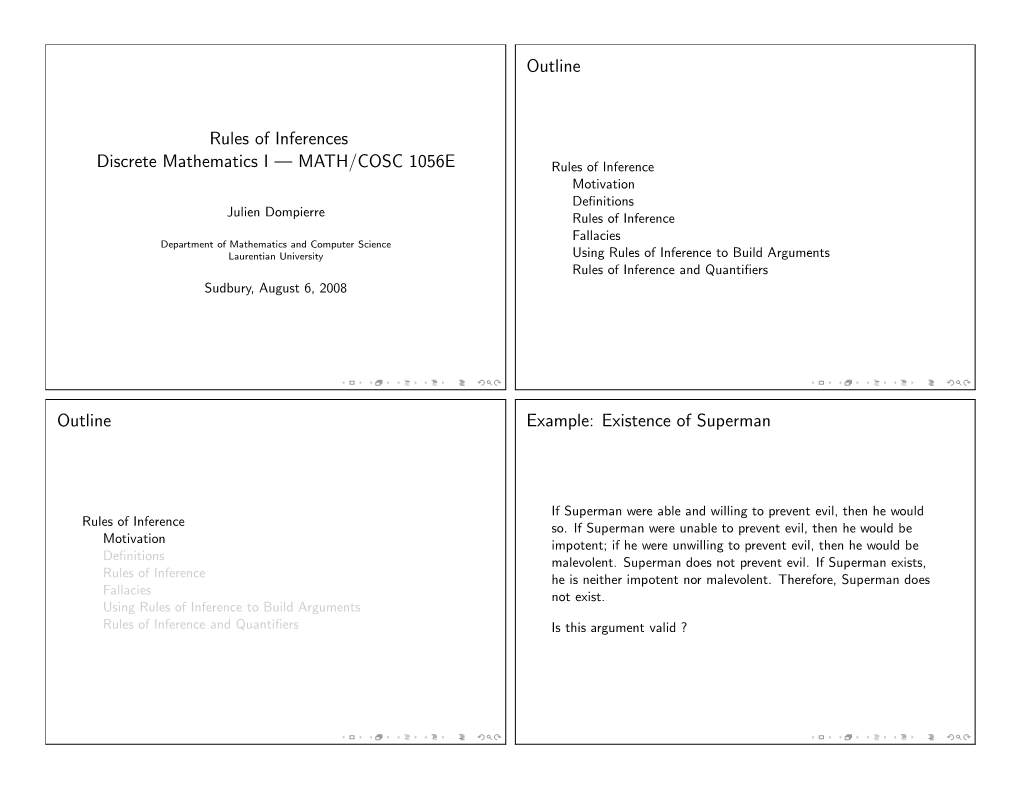 Rules of Inferences Discrete Mathematics I