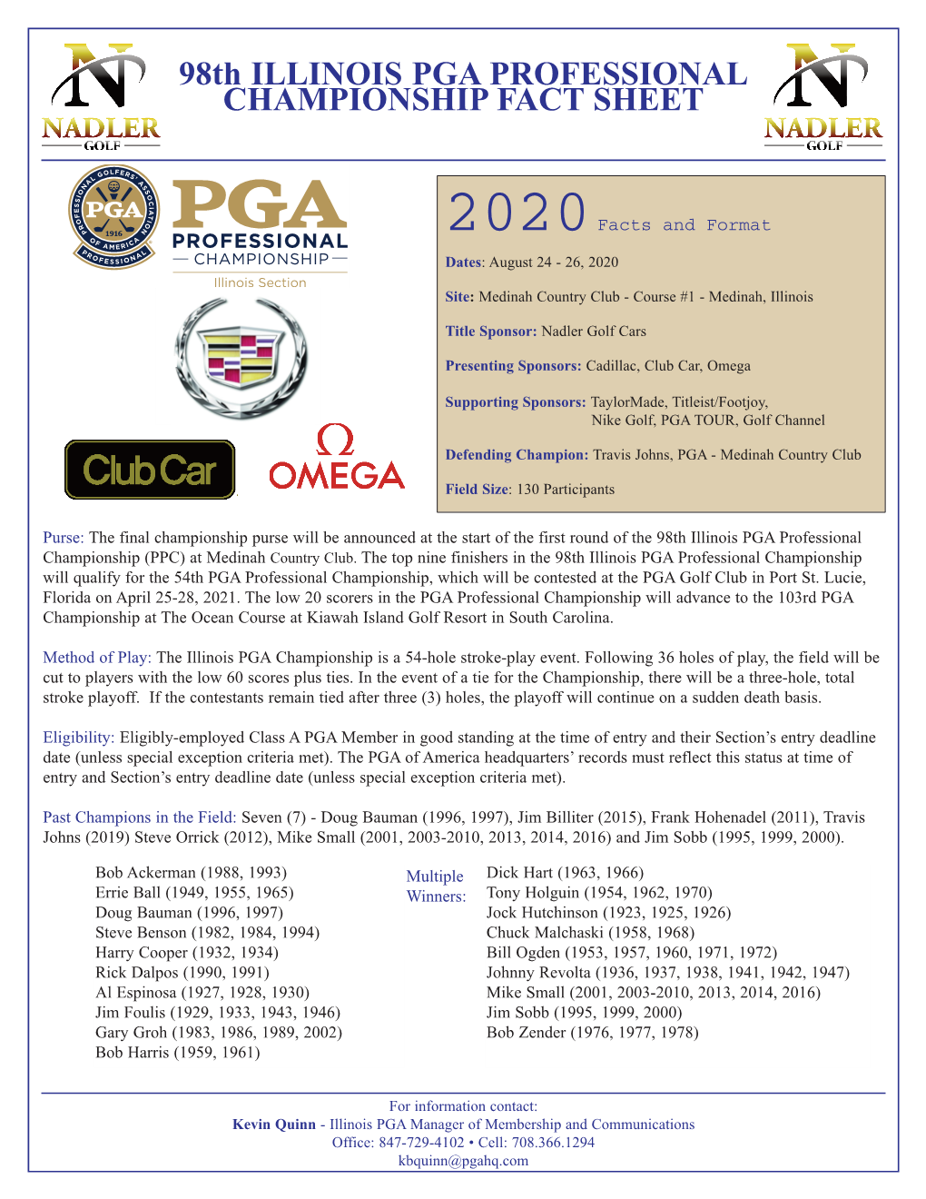 98Th ILLINOIS PGA PROFESSIONAL CHAMPIONSHIP FACT SHEET