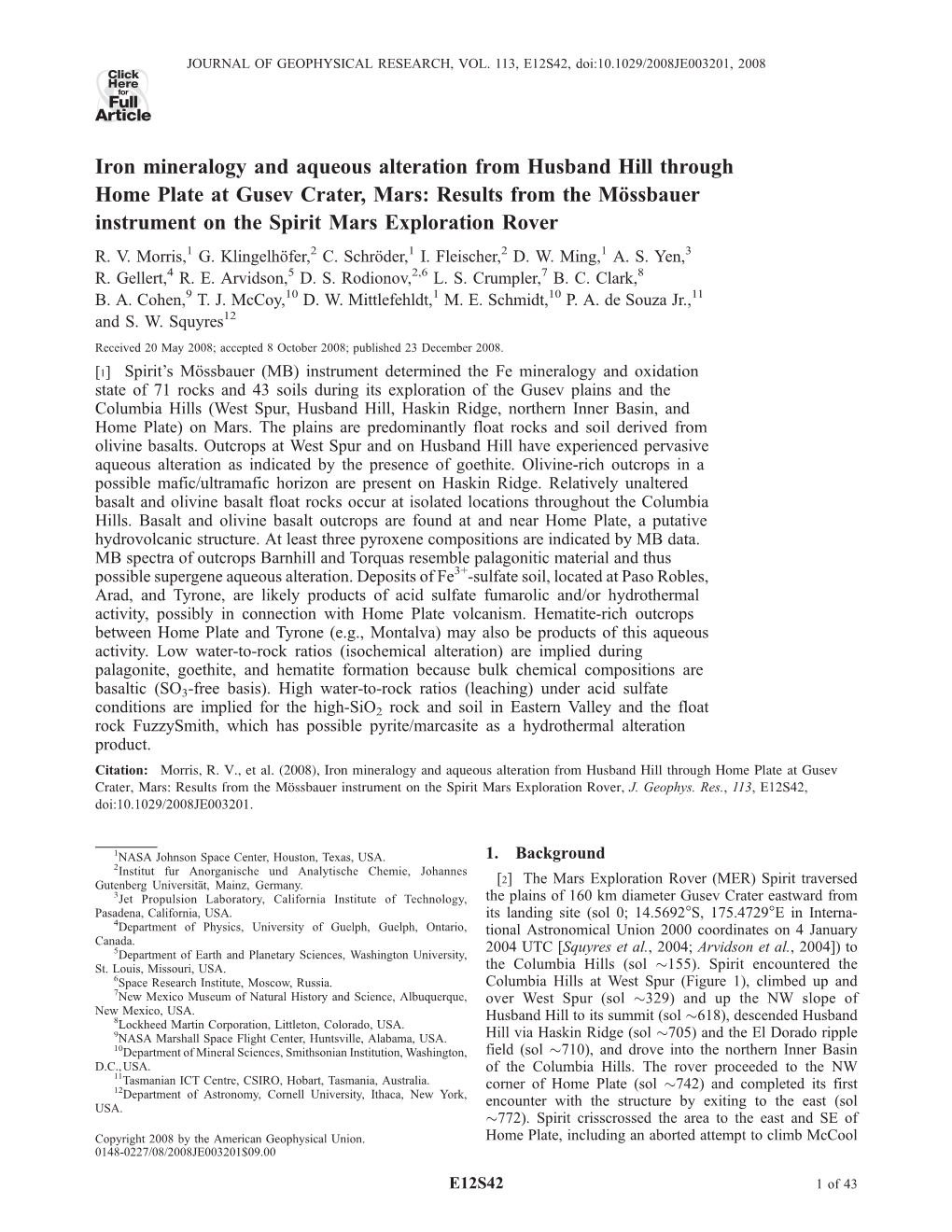 Iron Mineralogy and Aqueous Alteration from Husband Hill