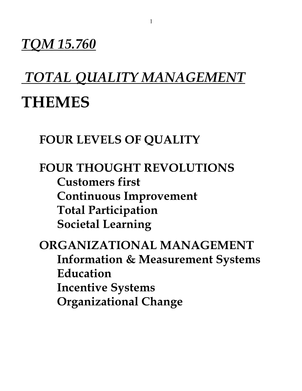 Tqm 15.760 Total Quality Management