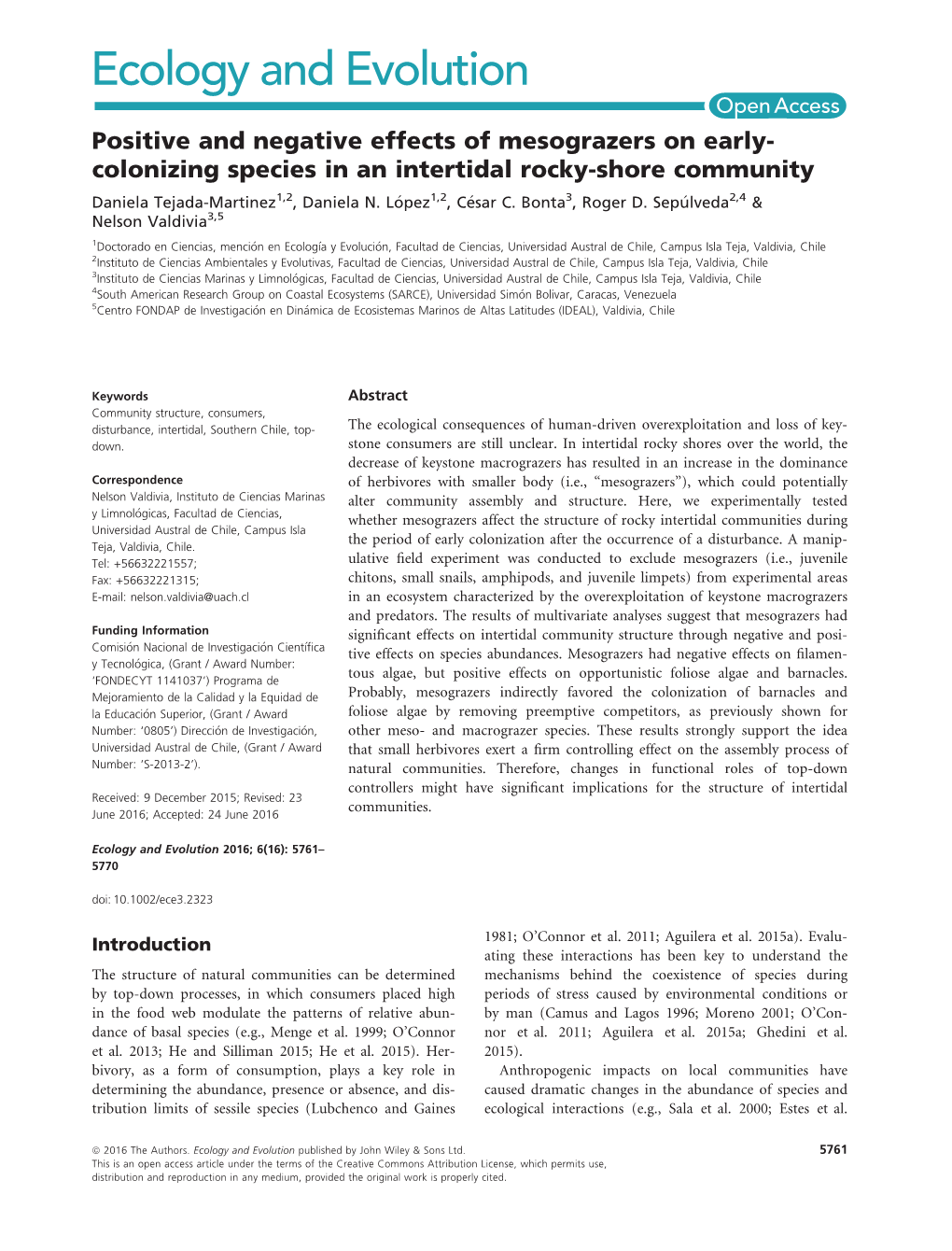 Colonizing Species in an Intertidal Rocky‐