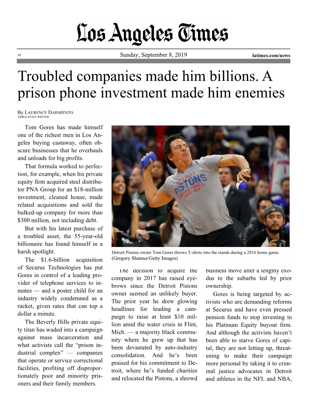 Troubled Companies Made Him Billions. a Prison Phone Investment Made Him Enemies September 8, 2019