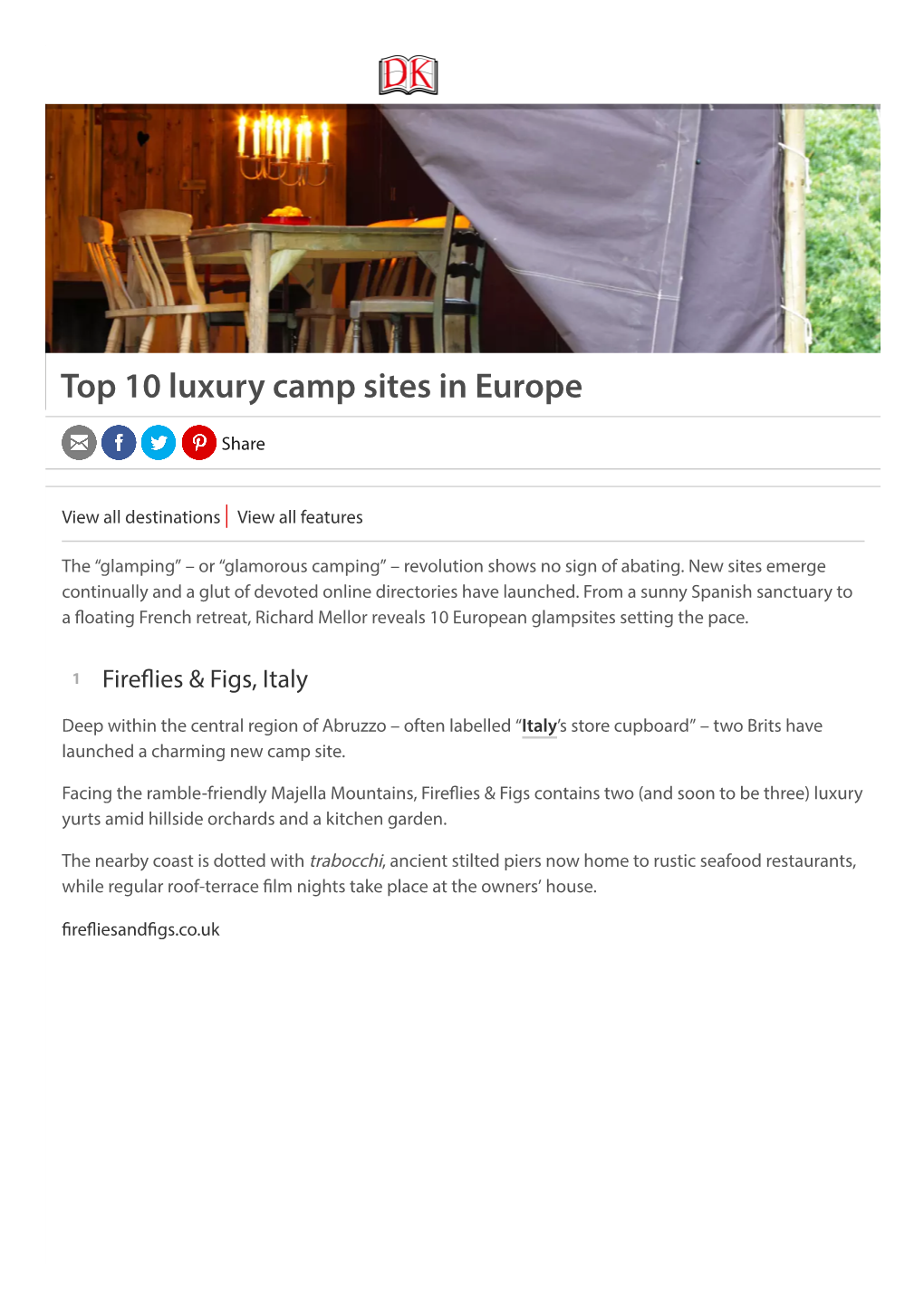 Top 10 Luxury Camp Sites in Europe