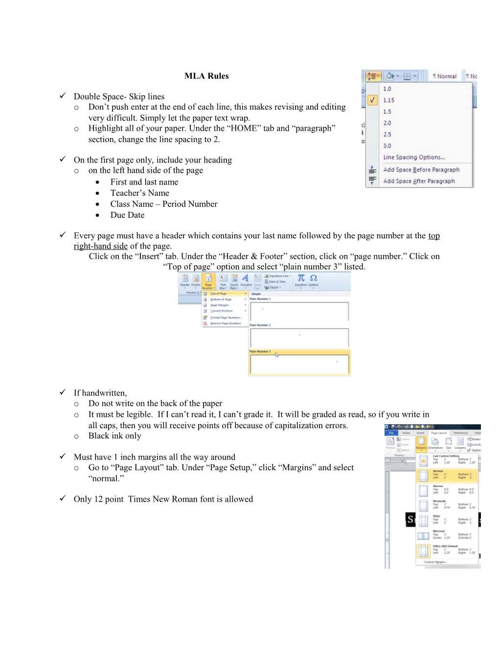 Personal Narrative Checklist