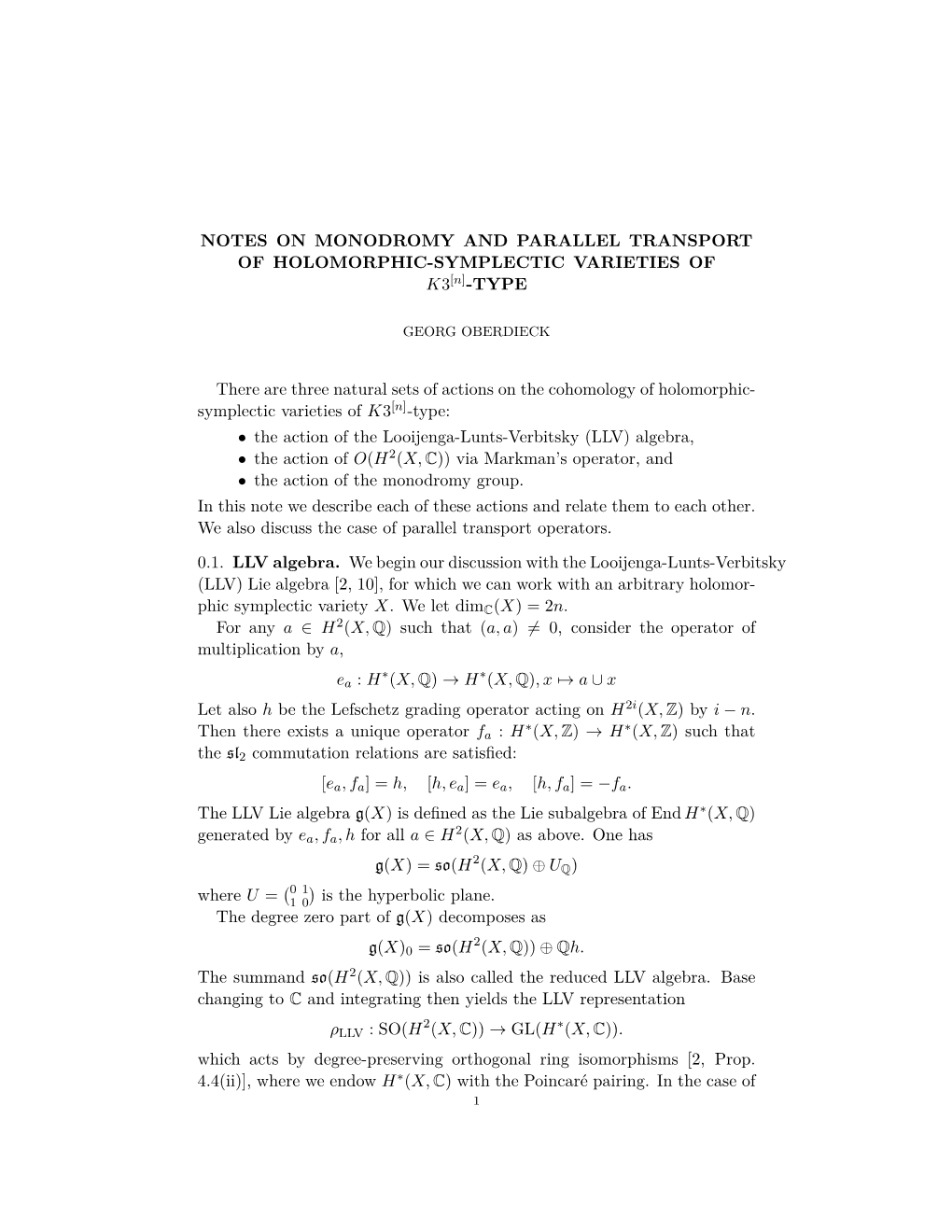 NOTES on MONODROMY and PARALLEL TRANSPORT of HOLOMORPHIC-SYMPLECTIC VARIETIES of K3[N]-TYPE