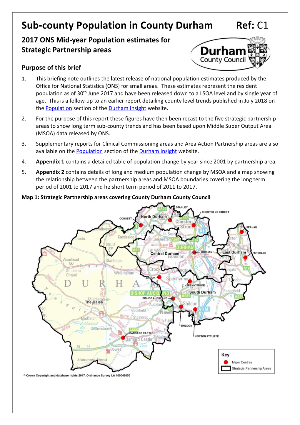 2017 ONS Mid-Year Population Estimates for Strategic Partnership Areas