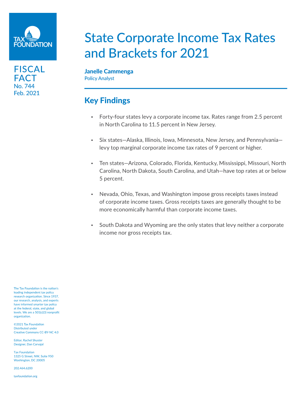 State Corporate Income Tax Rates and Brackets for 2021