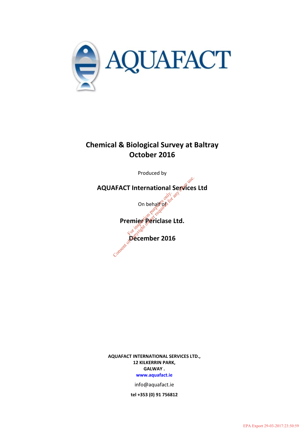 Chemical & Biological Survey at Baltray October 2016