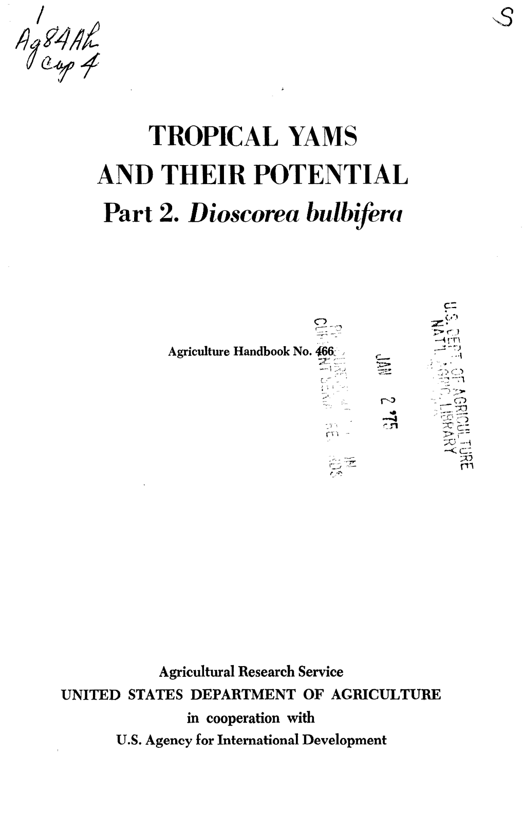 TROPICAL YAMS and THEIR POTENTIAL Part 2. Dioscorea Bulbifera